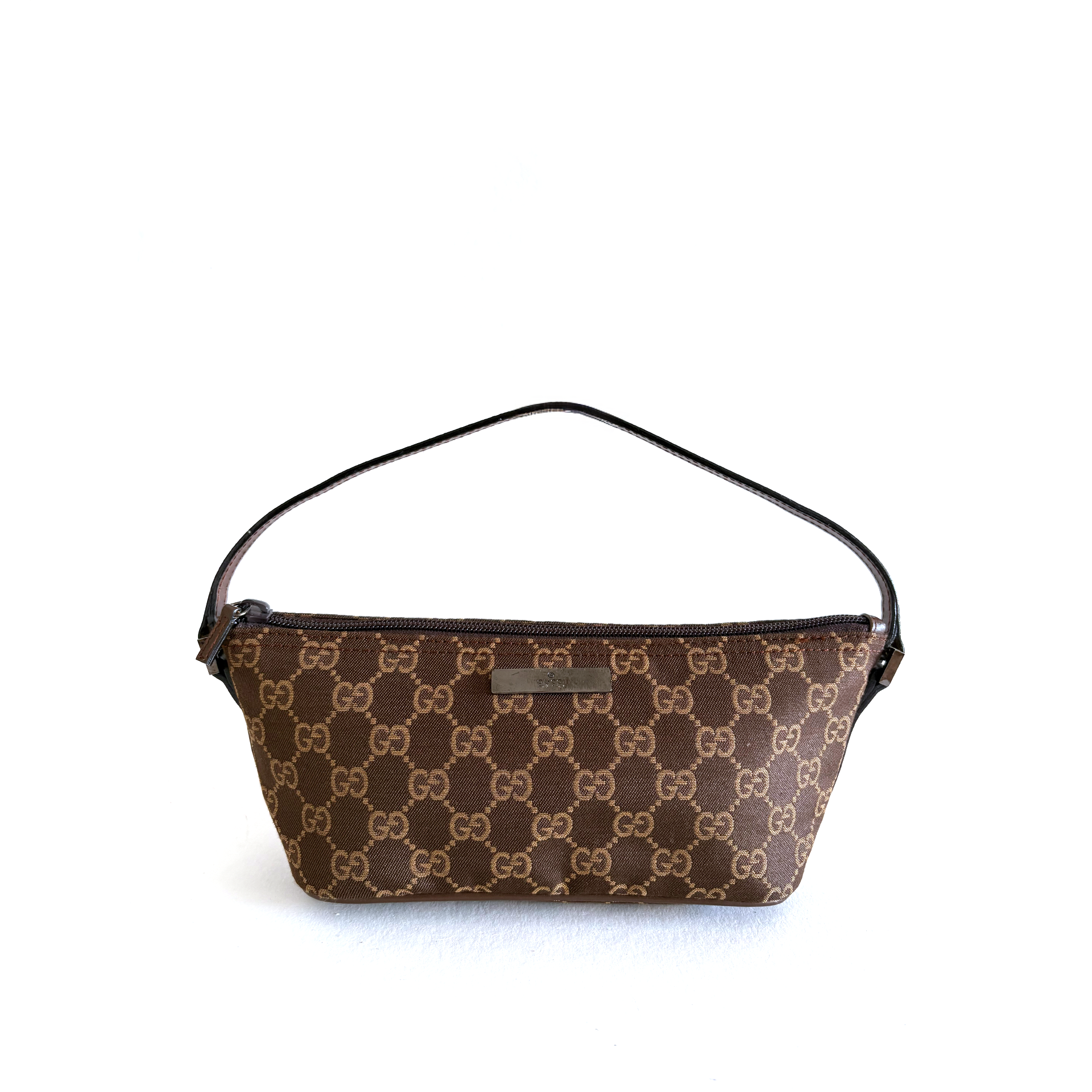 Gucci GG Denim Boat Bag Brown