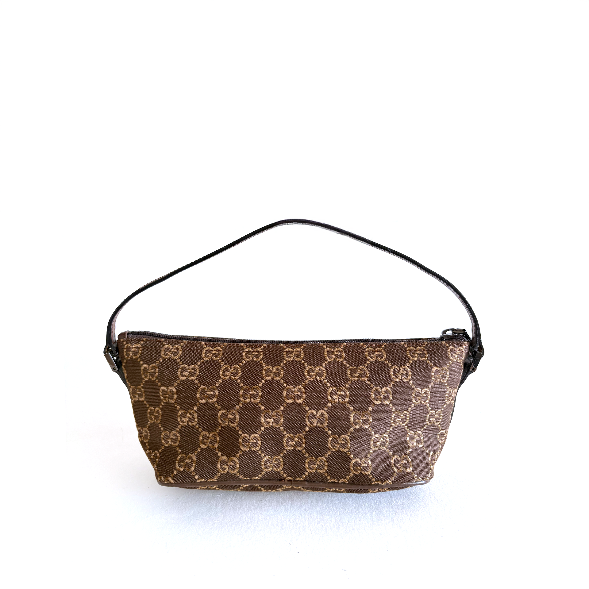 Gucci GG Denim Boat Bag Brown