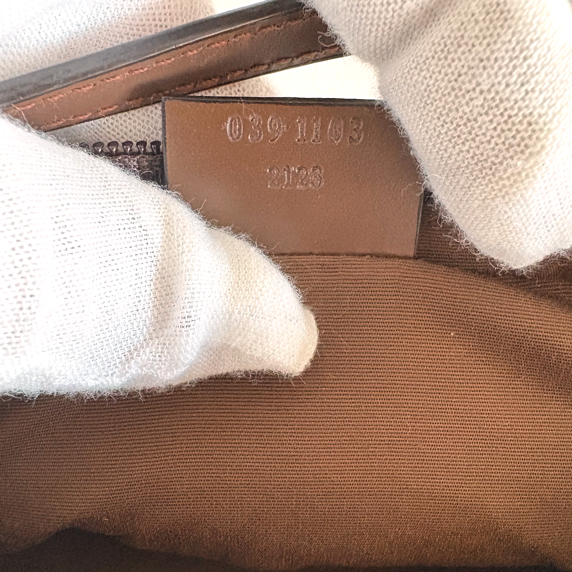 Gucci GG Denim Boat Bag Brown