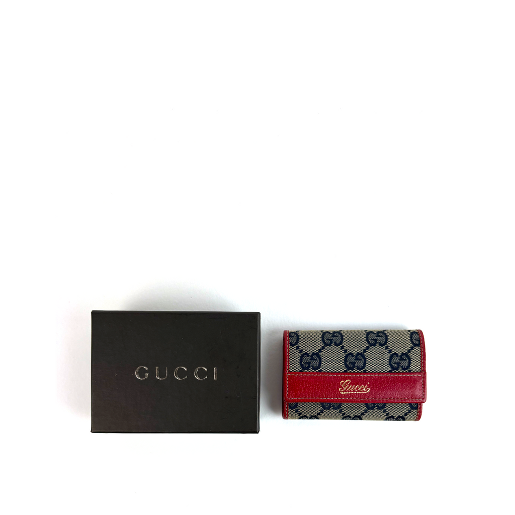 Gucci GG Supreme 6 Key Holder Case Red