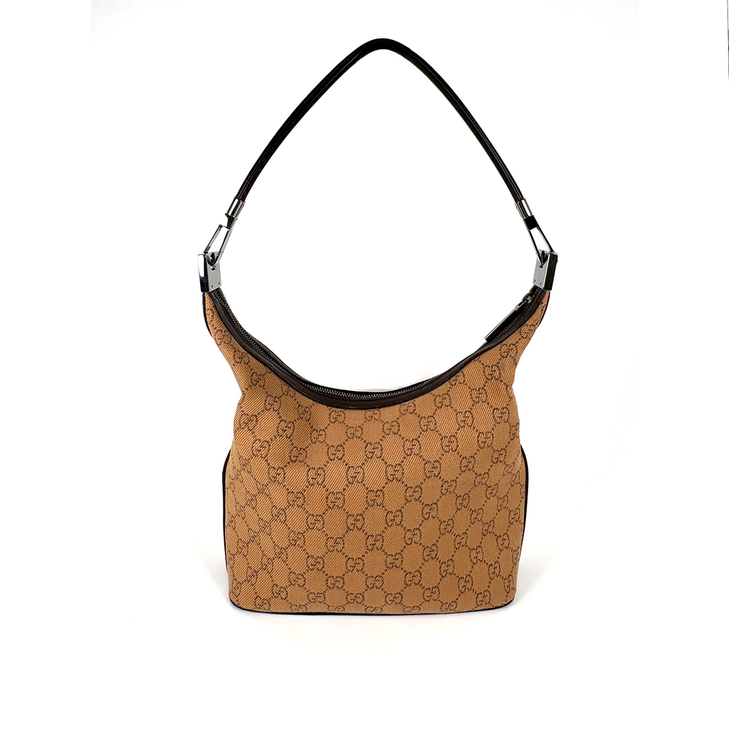 Gucci GG Jacquard Clasp Hobo Beige