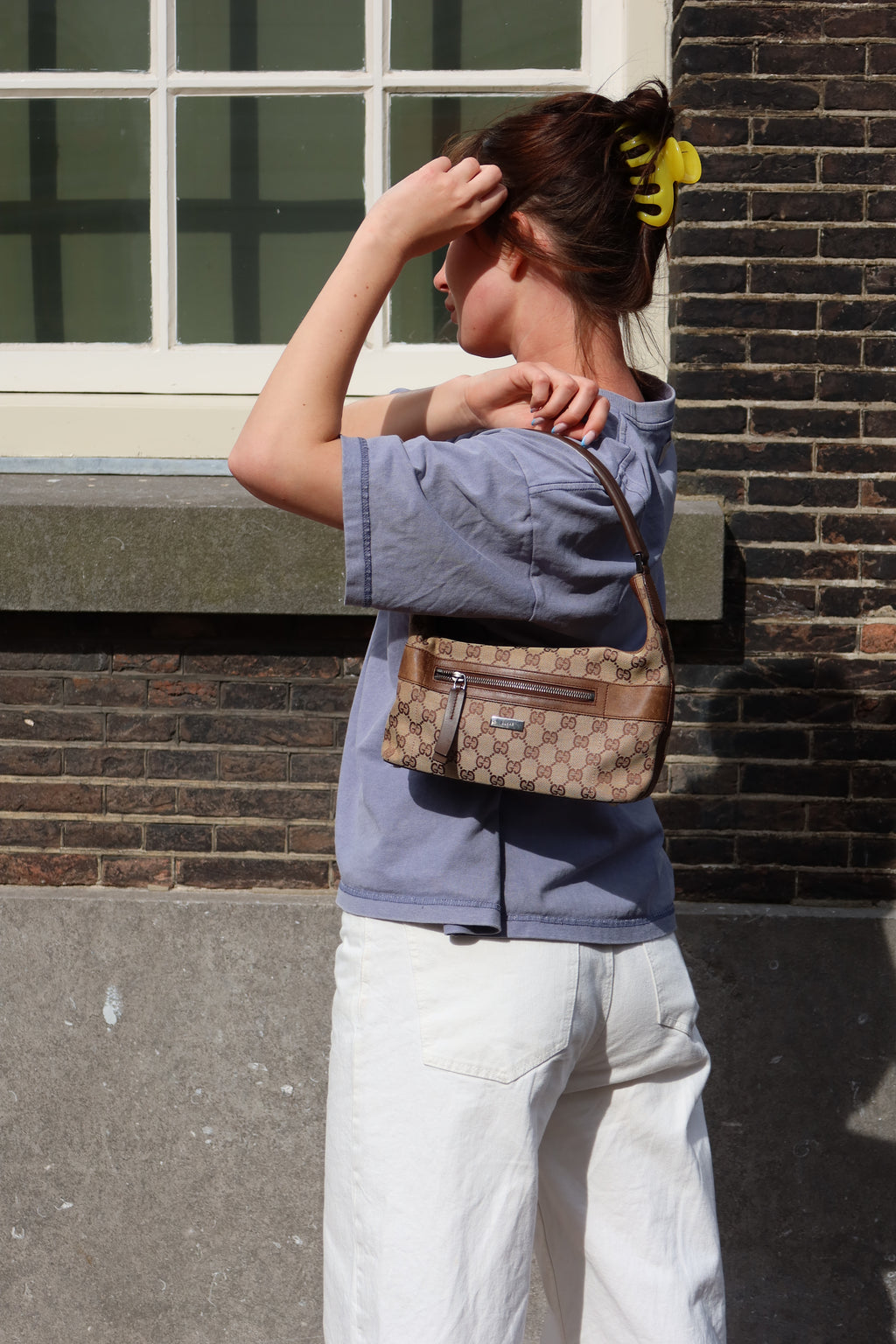 Gucci GG Shoulder Canvas Hobo Brown