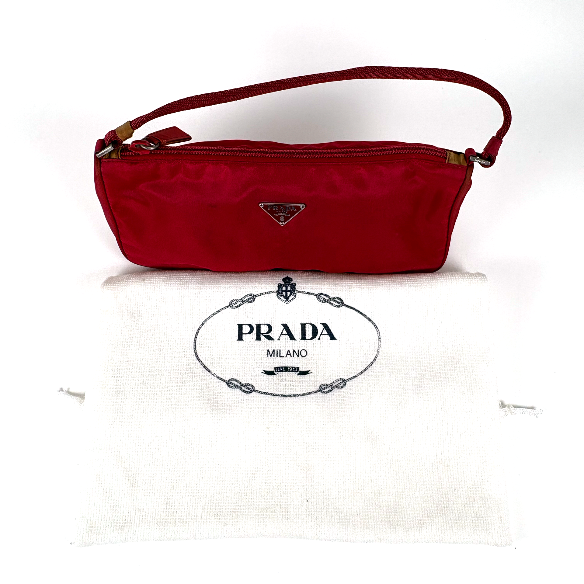 Prada Nylon Shoulder Pochette Red