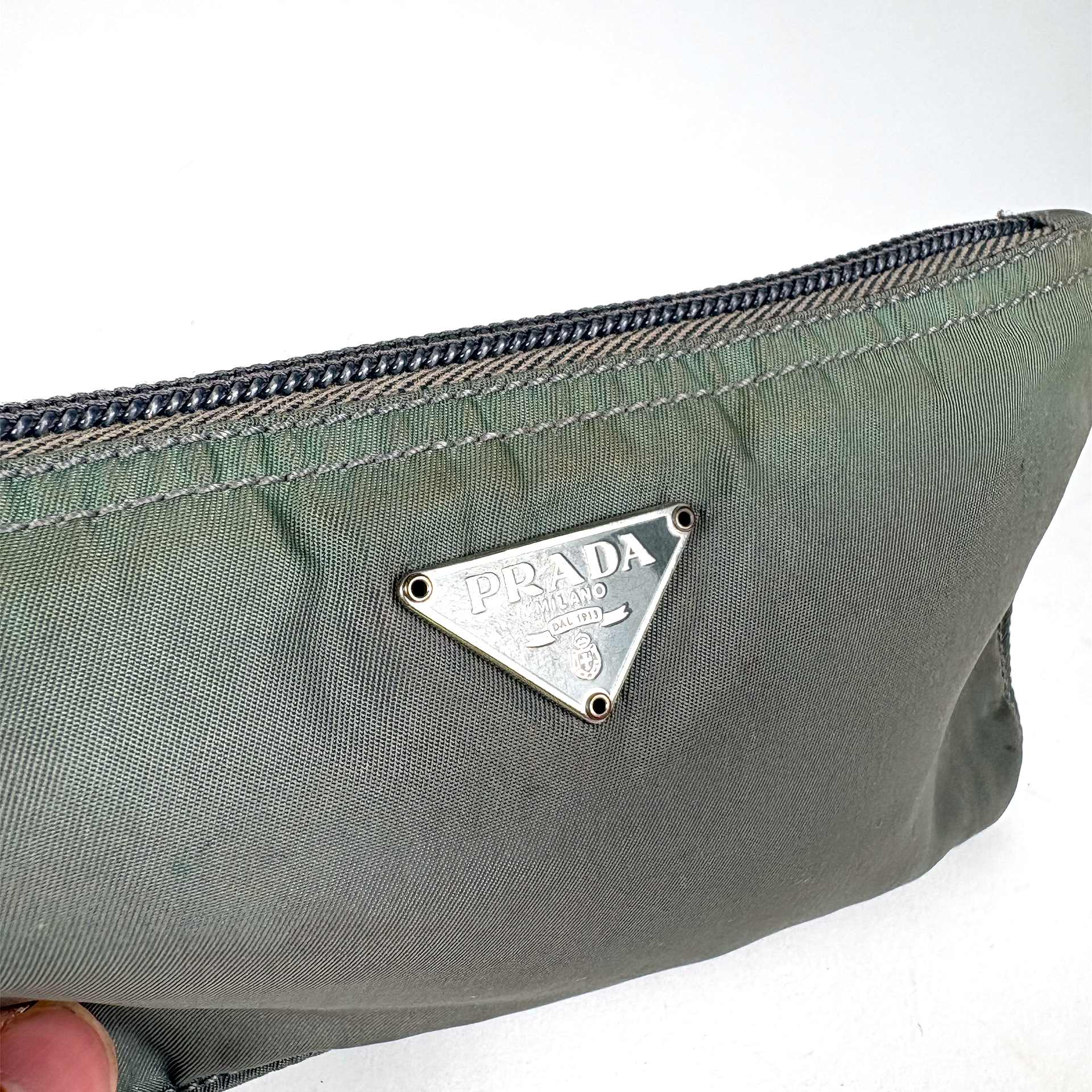 Prada Nylon Toilet Pouch Sage Green