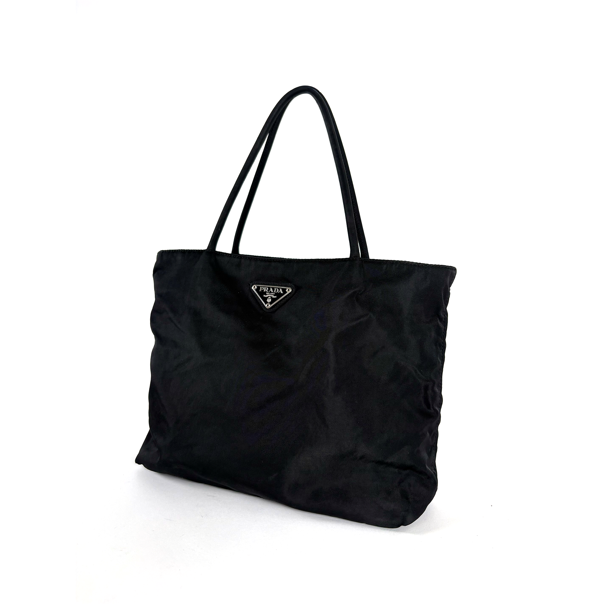 Prada Tessuto Nylon Shoulder Tote Bag Black
